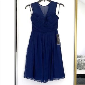J.Crew Navy silk chiffon dress